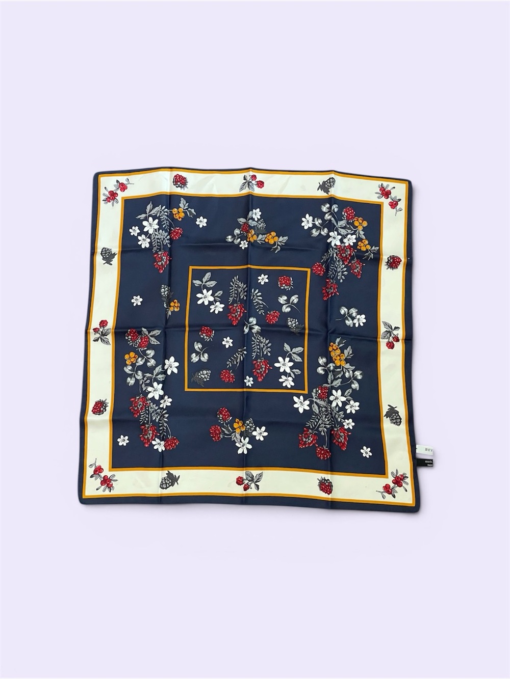 Beymen silk scarf vintage inspired NWOT floral fruit 70’s boho fun